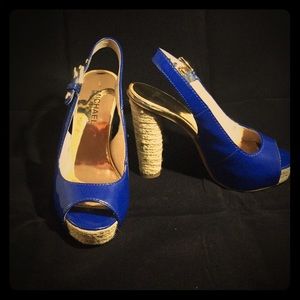 Michael kors blue sling back rope style heels